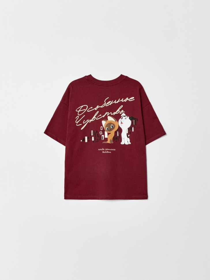 футболка оверсайз для девочек из коллекции  x союзмультфильм от бренда sela вид слева