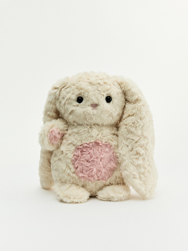 Мягкая игрушка Заяц, бежевый, розовый, арт. 00001