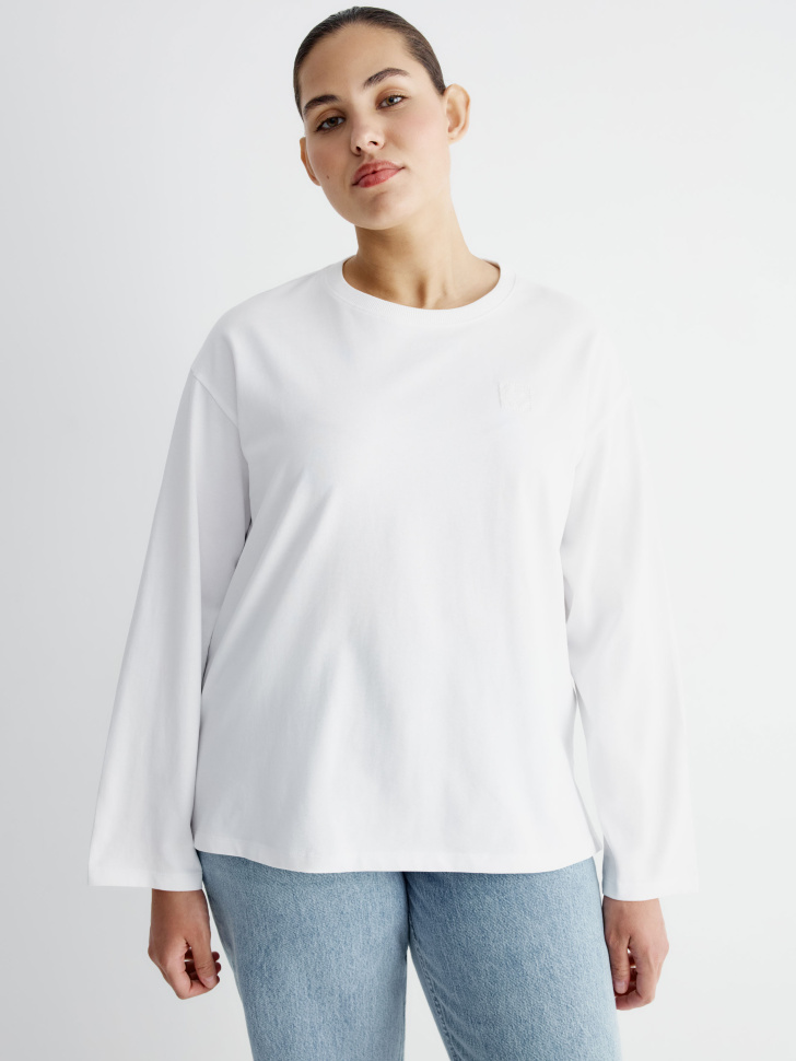 лонгслив anna oversize fit с вышивкой из хлопка спереди