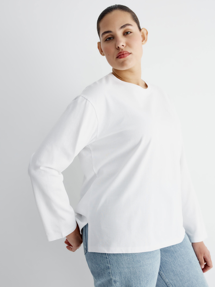 лонгслив anna oversize fit с вышивкой для взрослого возраста с изнаночной стороны