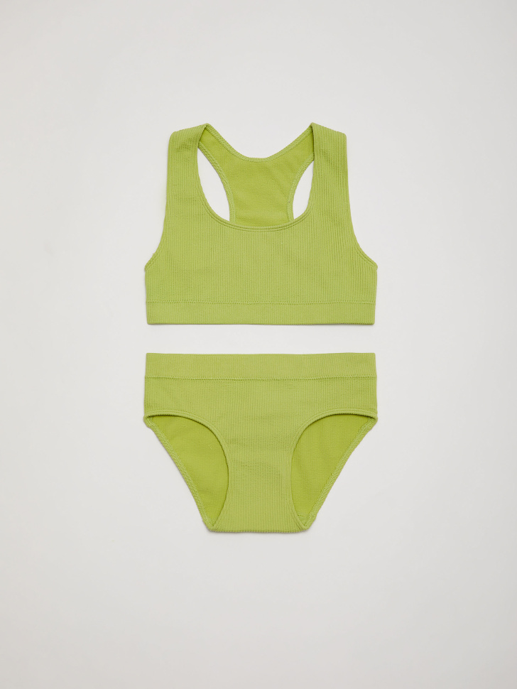 

Раздельный купальник в рубчик для девочек, Зеленый