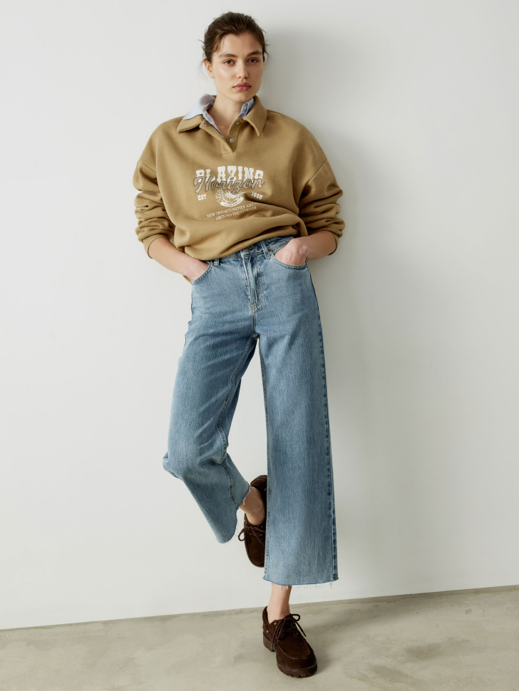 Джинсы Sela Укороченные Straight, голубой, арт. 37372