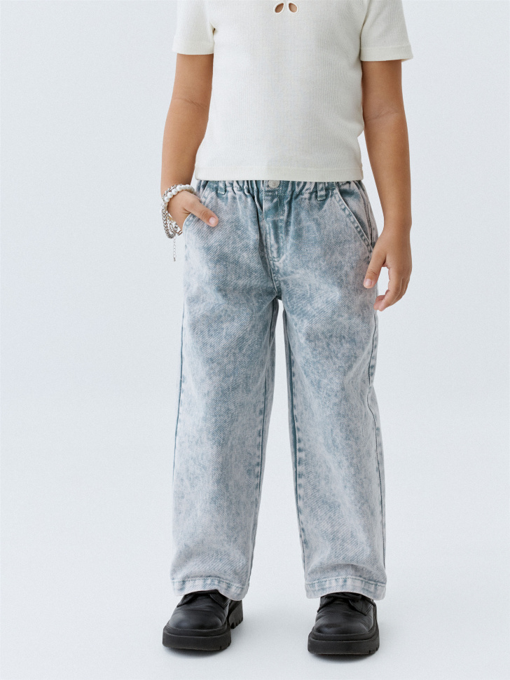 

Джинсы Wide leg на резинке для девочек