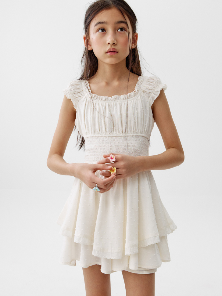 короткий комбинезон из фактурной вискозы для девочек по цене 2999 руб вид справа