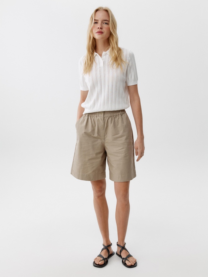 вязаное поло фактурной вязки от бренда sela вид слева