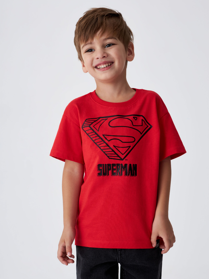 Красная футболка с принтом Superman для мальчиков (красный, 110)