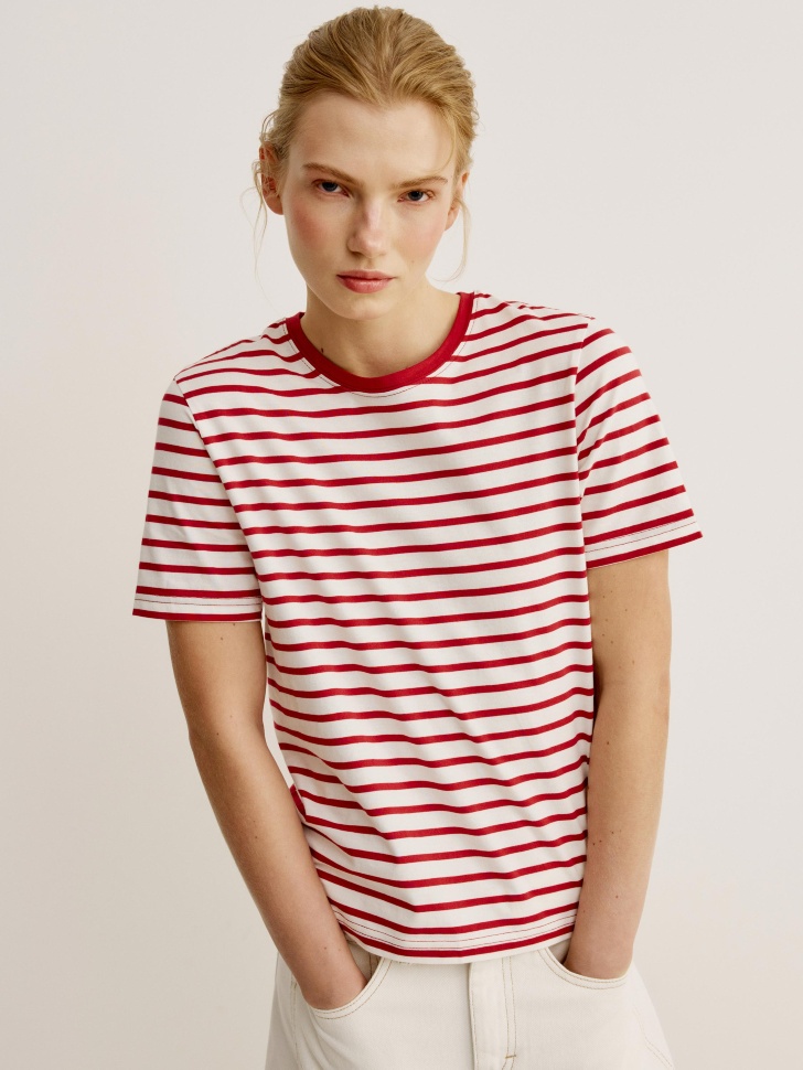 Футболка Sela в полоску прямого кроя, разноцветный, арт. 49424