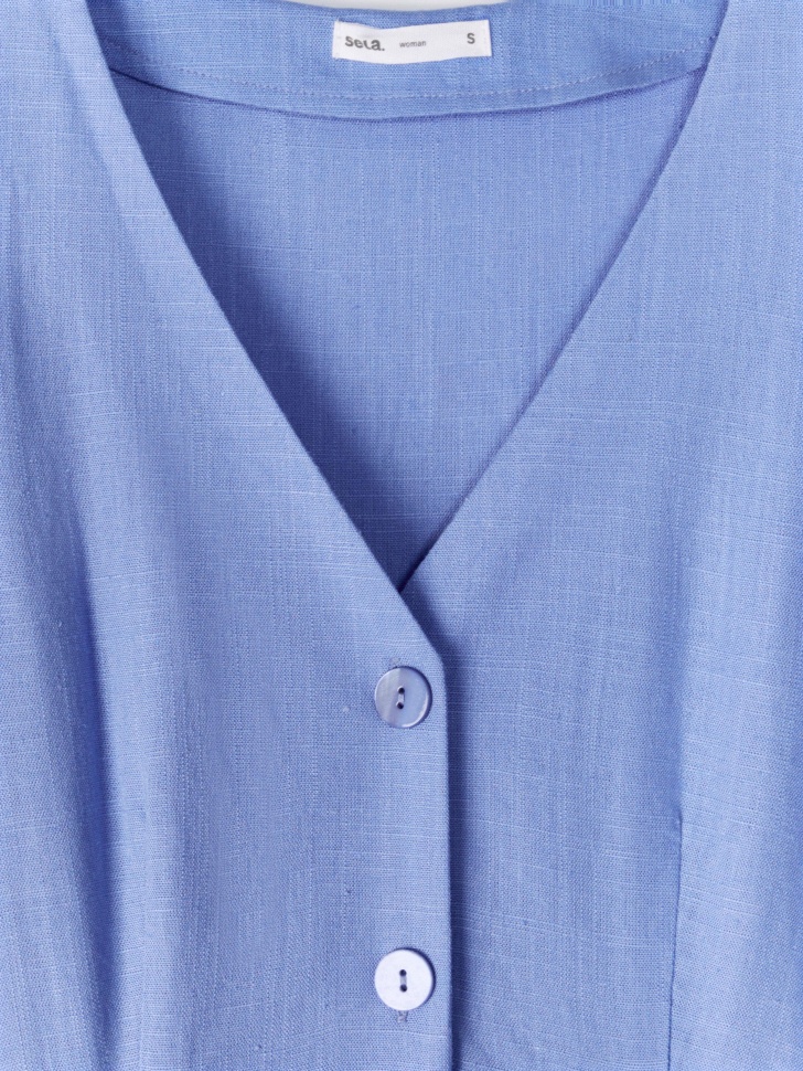 платье миди из вискозы и льна от бренда sela вид слева