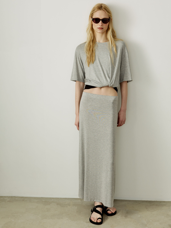 Юбка миди Sela из смесовой вискозы, серый, арт. 54735