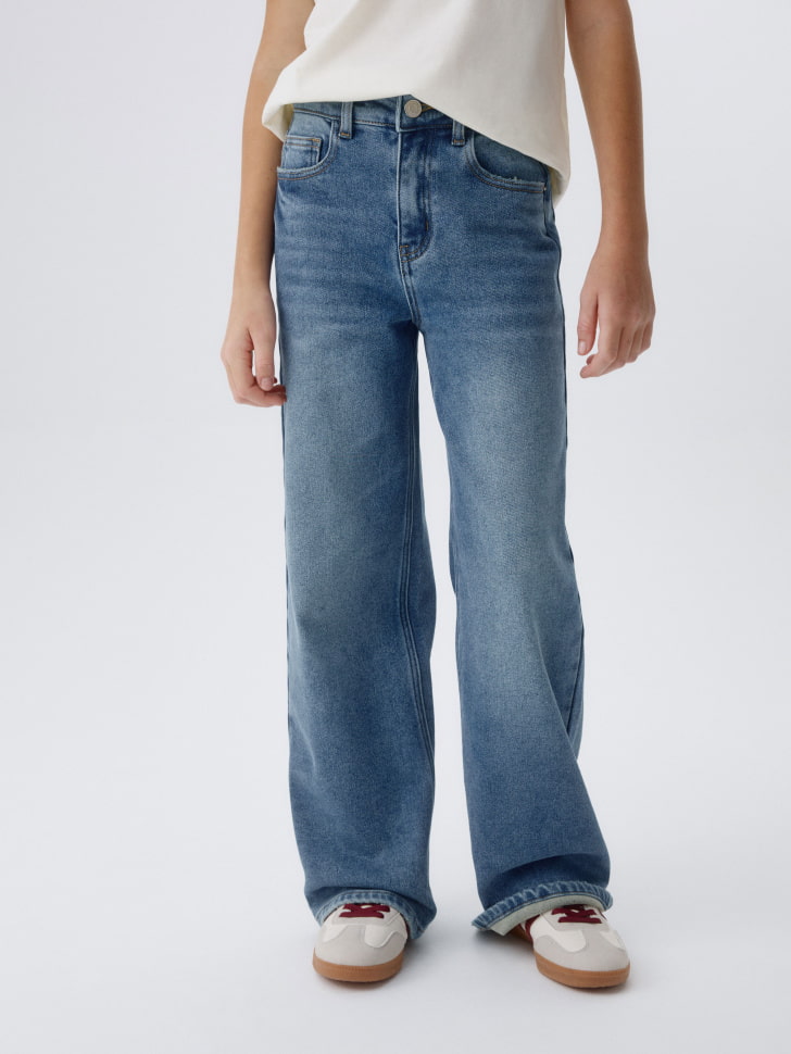 утепленные джинсы wide leg для девочек 4680798514154 по акции