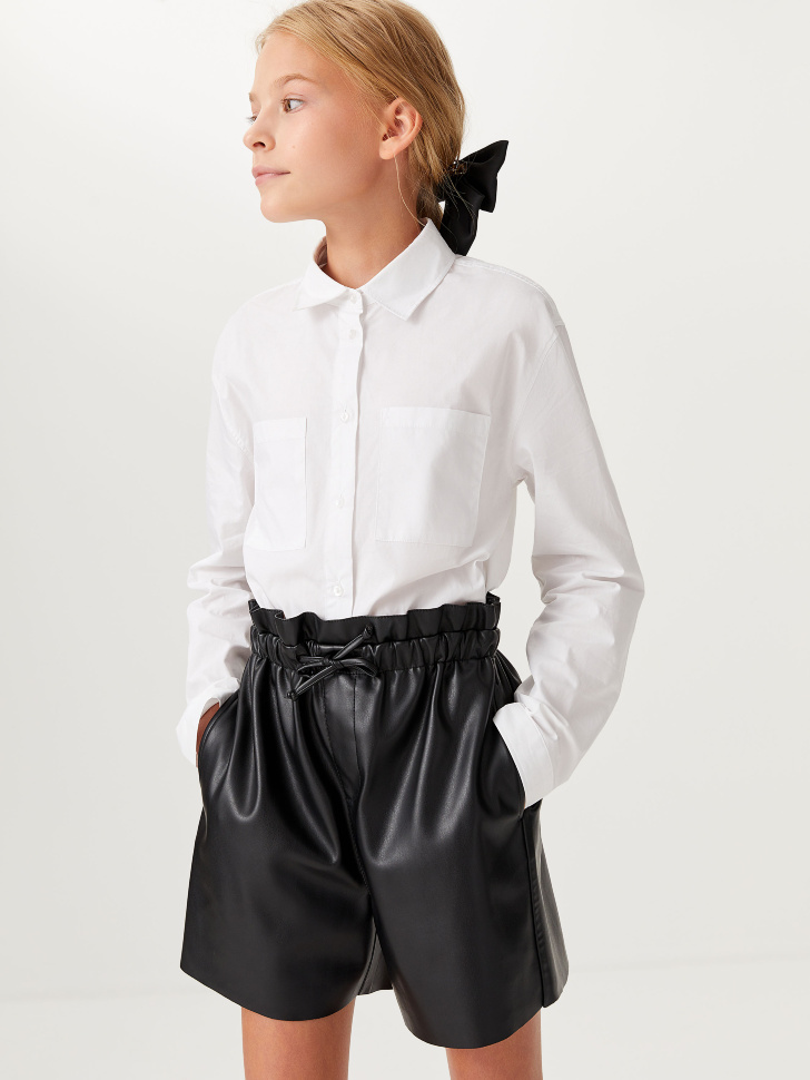 

Шорты из экокожи для девочек, Черный