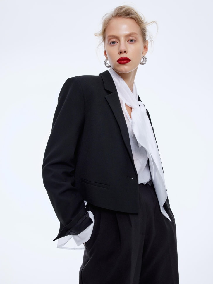 однобортный укороченный жакет 4680798476018 со скидкой