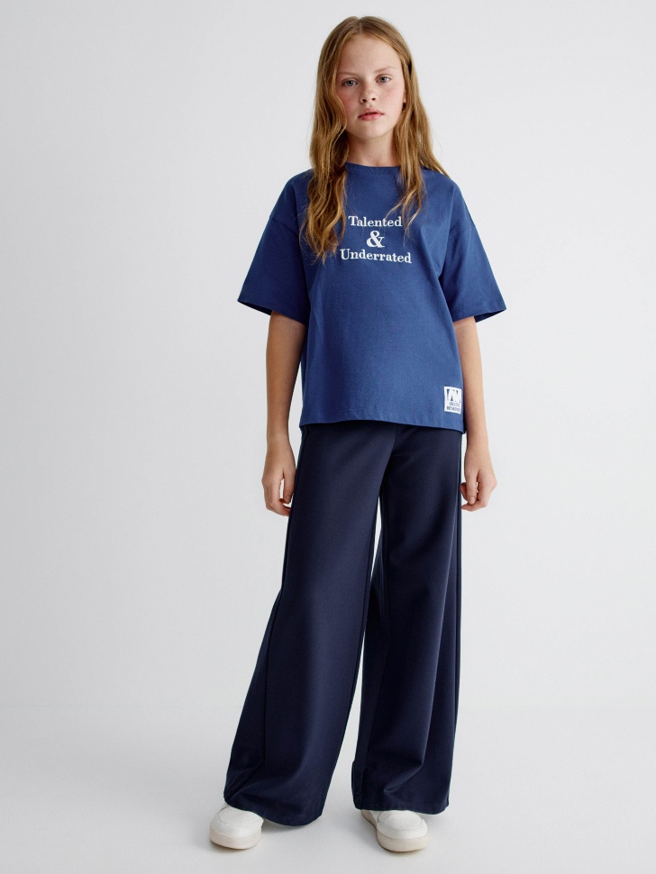 Трикотажные широкие брюки Sela для девочек, арт. 34563