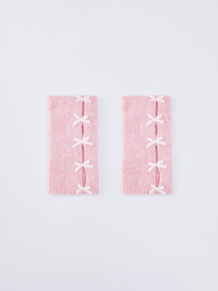 вязаные митенки с бантиками для девочек 4610517286895 фотография