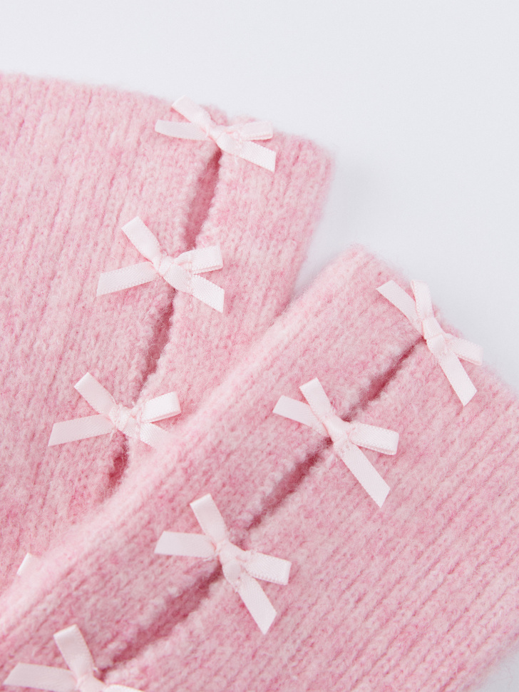 вязаные митенки с бантиками для девочек от бренда sela по акции