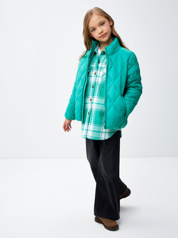 Стеганая куртка для девочек (зеленый, 122) sela 4680168280924 - фото 1