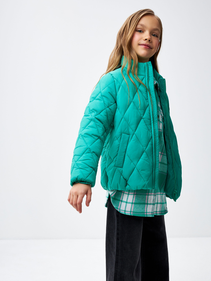 Стеганая куртка для девочек (зеленый, 122) sela 4680168280924 - фото 2