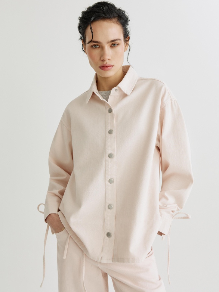 Джинсовая рубашка SELA оверсайз, розовый, арт. 40581