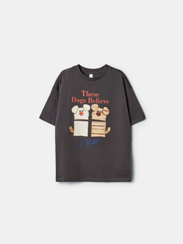 футболка оверсайз с принтом для мальчиков по цене 799 руб вид справа