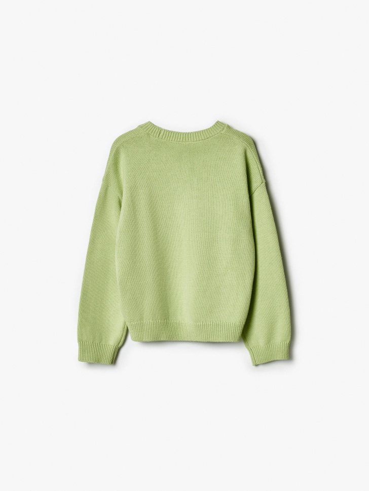 вязаный джемпер с вышивкой для девочек от бренда sela вид слева