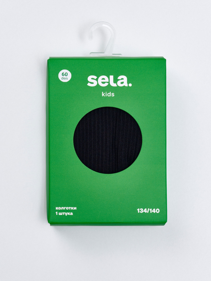 колготки капроновые в рубчик для девочек от бренда sela вид слева