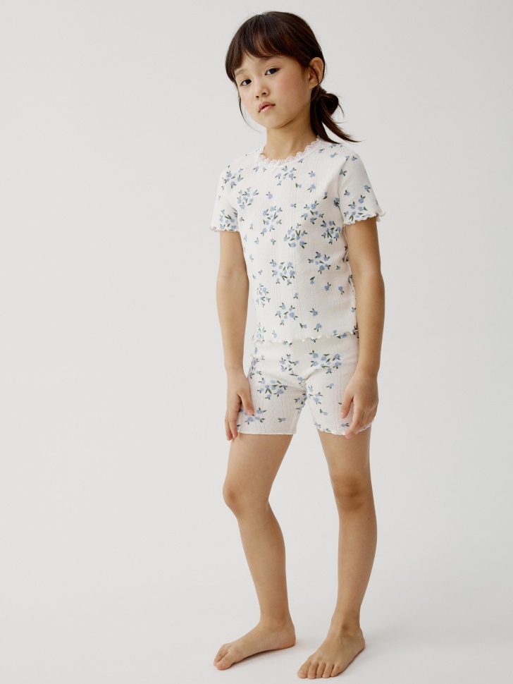 Пижама SELA для девочек с шортами и футболкой, разноцветный, арт. 50280