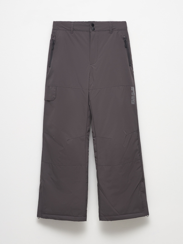 Детские утепленные брюки (серый, 128)