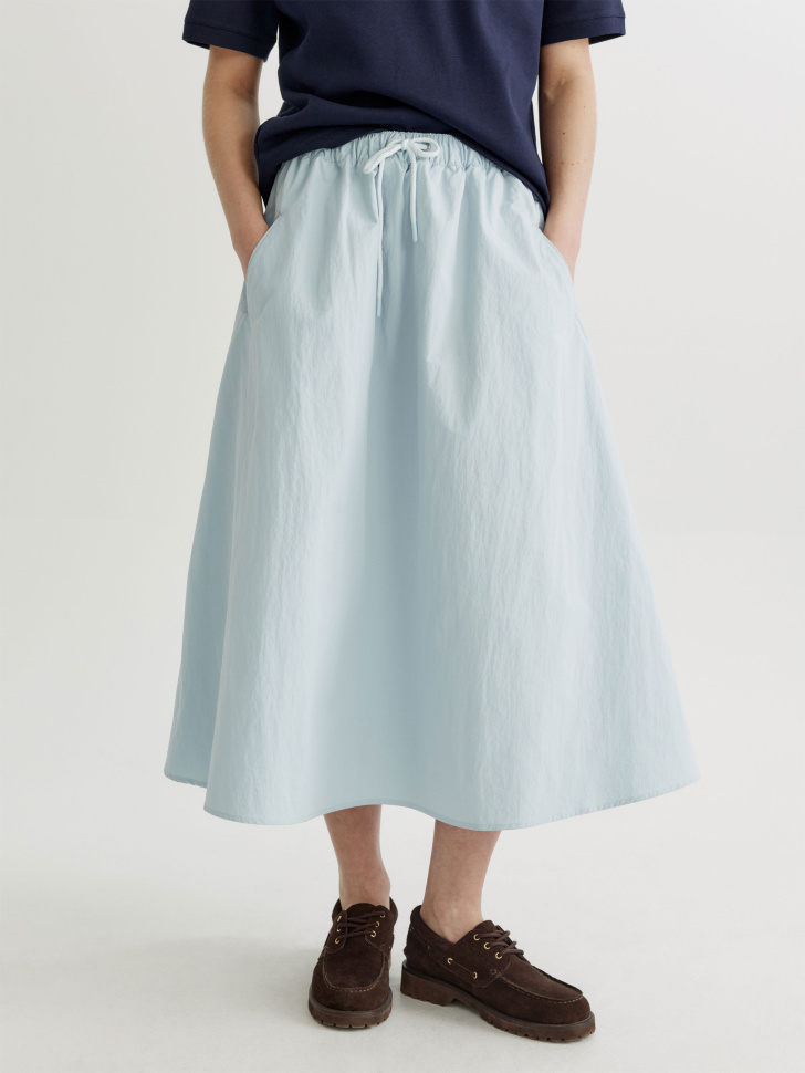 юбка миди из технологичной ткани из россии вид сбоку