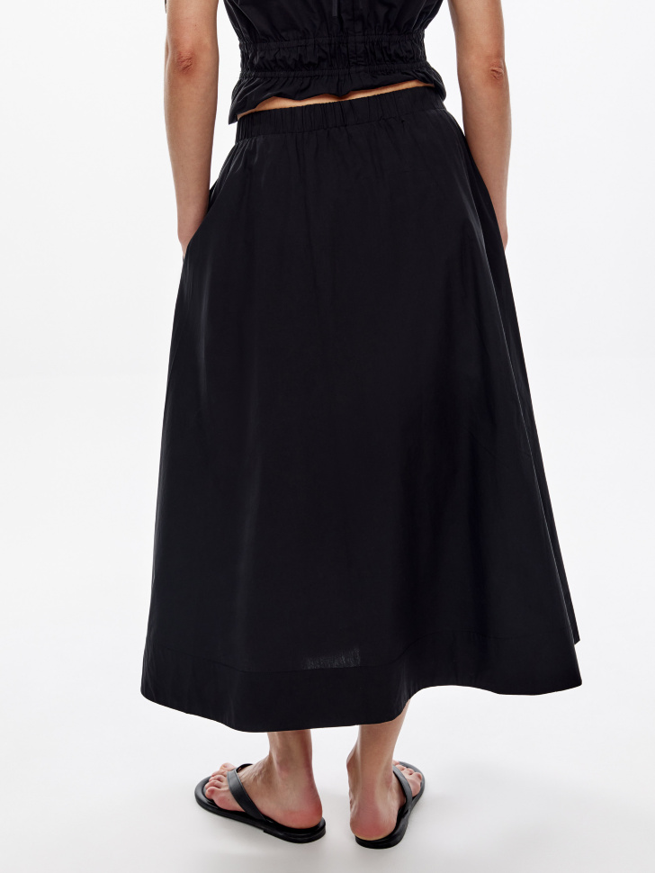 широкая юбка миди из хлопка из россии вид сбоку