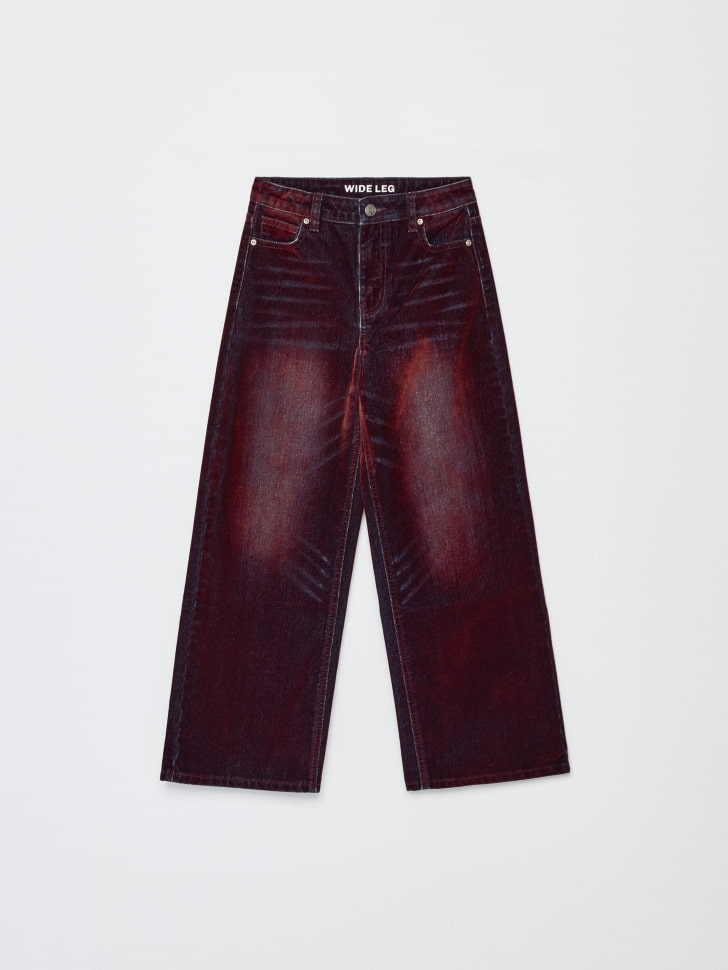 джинсы wide leg с флоковым напылением для девочек 4680798580951 в интернет магазине