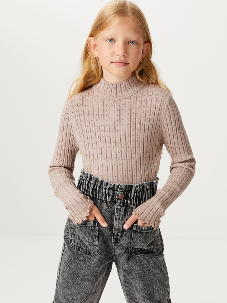 

Вязаная водолазка для девочек, Розовый