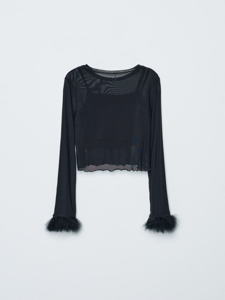 укороченный топ с перьями для девочек 4680798780337 по акции