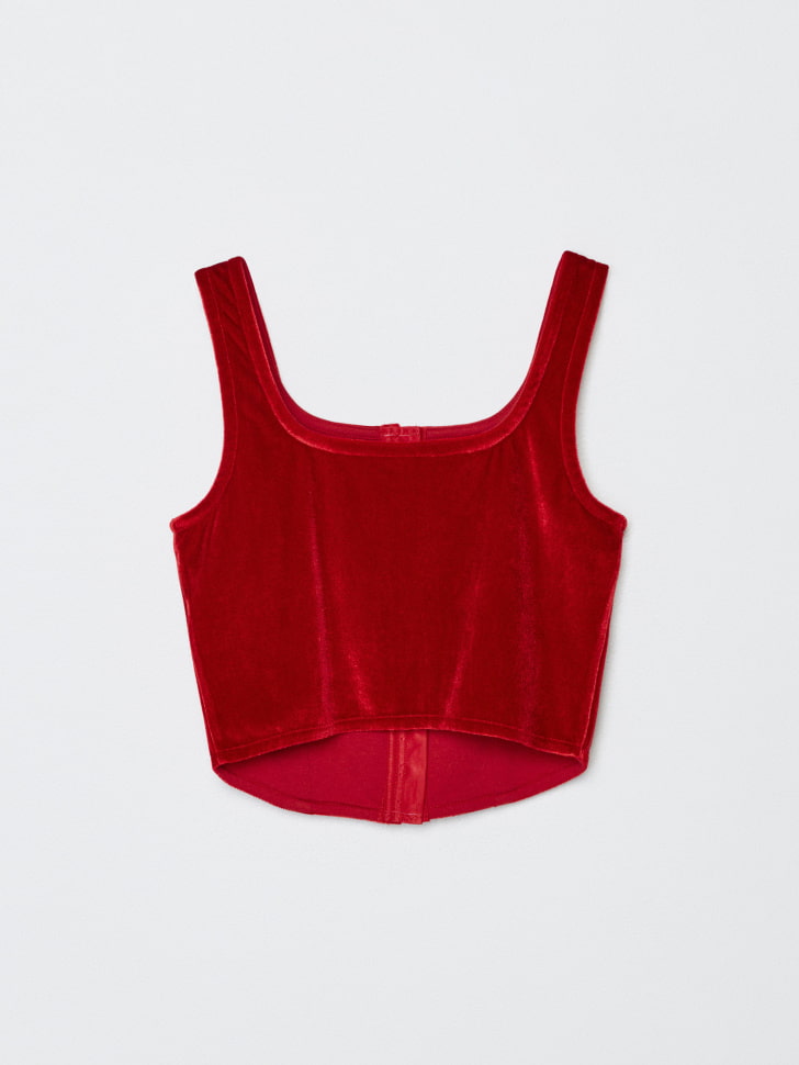 бархатный укороченный топ для девочек 4610517093615 по акции