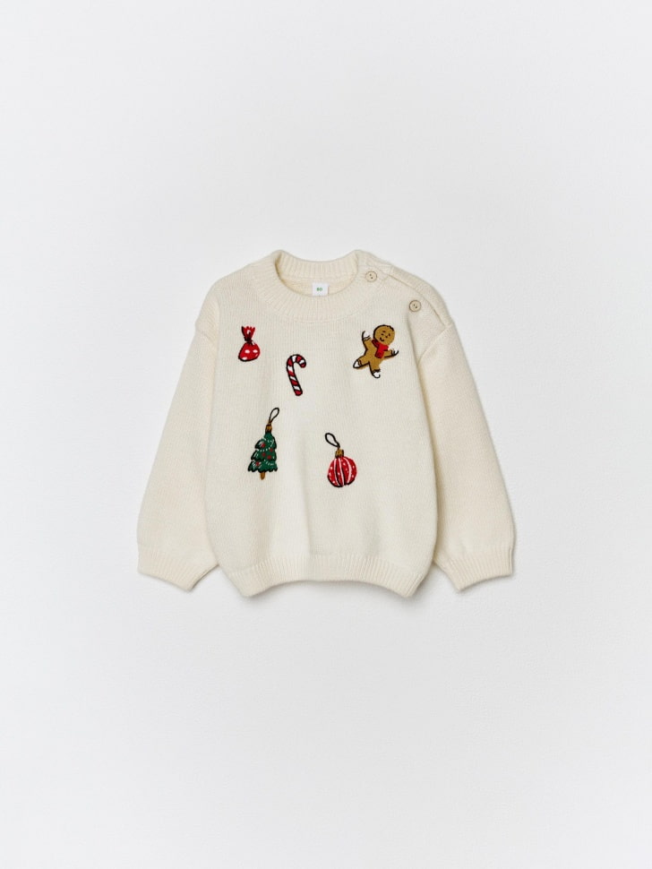 новогодний джемпер с вышивкой для малышей 4610517120229 по акции