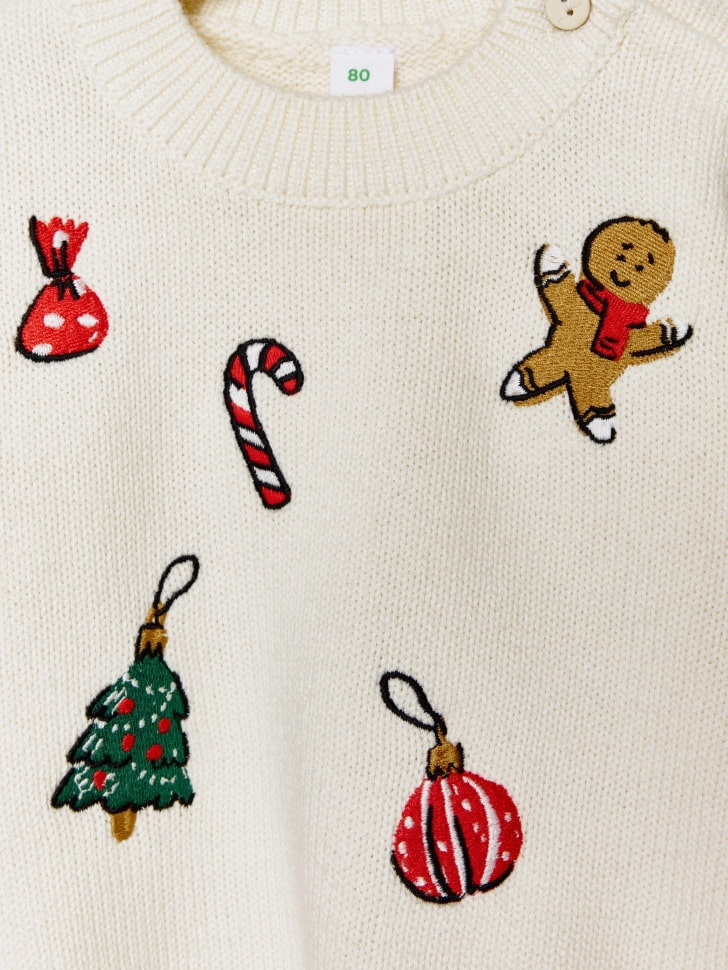 новогодний джемпер с вышивкой для малышей 4610517120229 в интернет магазине