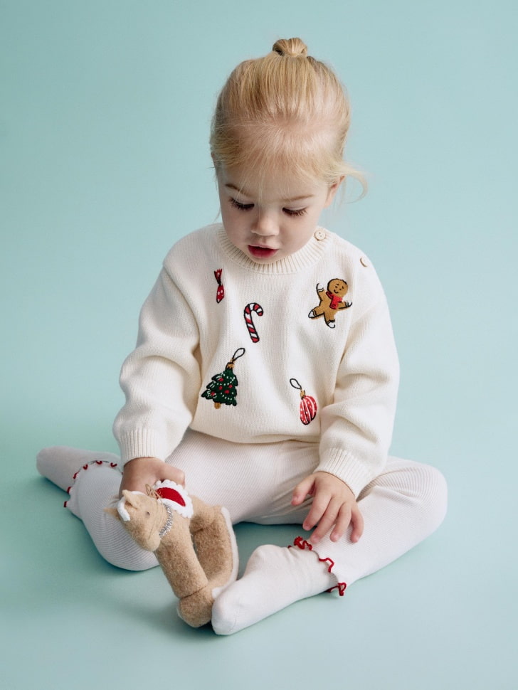 новогодний джемпер с вышивкой для малышей 4610517120229 фотография