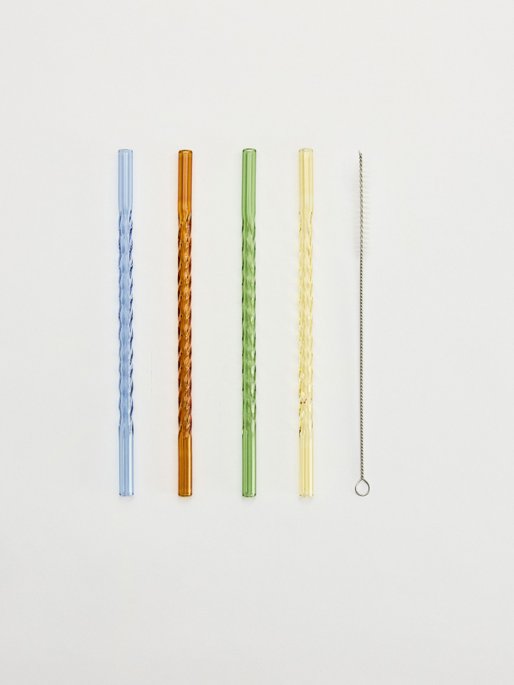 Набор стеклянных трубочек с ершиком, цветной, арт. trb123