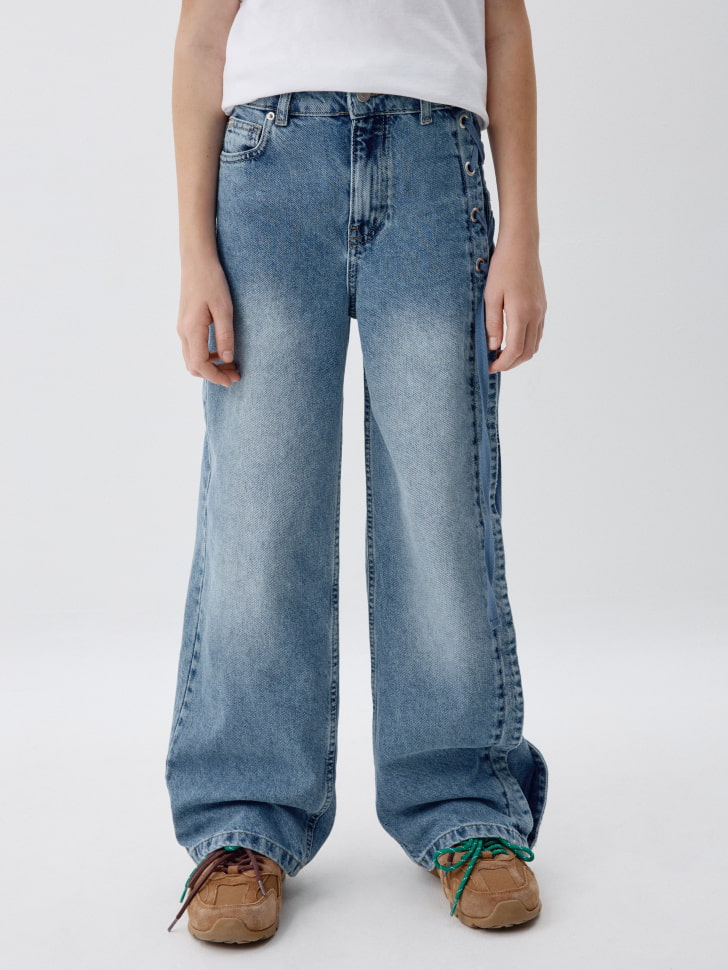 

Джинсы WIDE LEG со шнуровкой для девочек