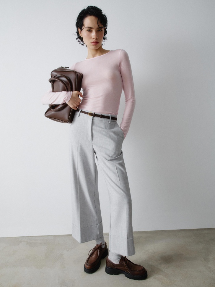 укороченные брюки из костюмной ткани с меланжевым эффектом 4610517171856 фотография