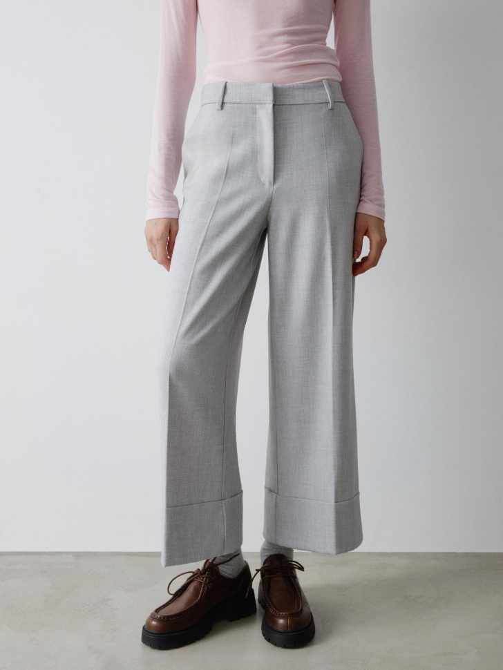 укороченные брюки из костюмной ткани с меланжевым эффектом 4610517171856 по акции