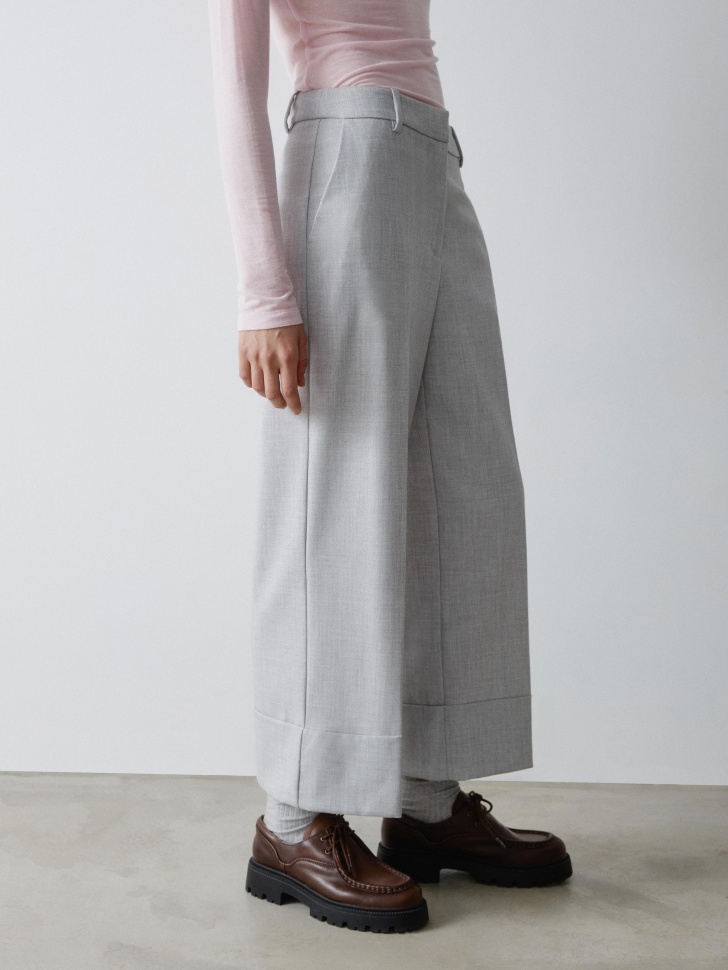 укороченные брюки из костюмной ткани с меланжевым эффектом 4610517171856 в интернет магазине