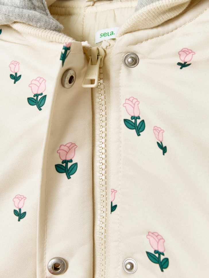 бомбер оверсайз с трикотажным капюшоном для девочек по цене 3499 руб вид справа