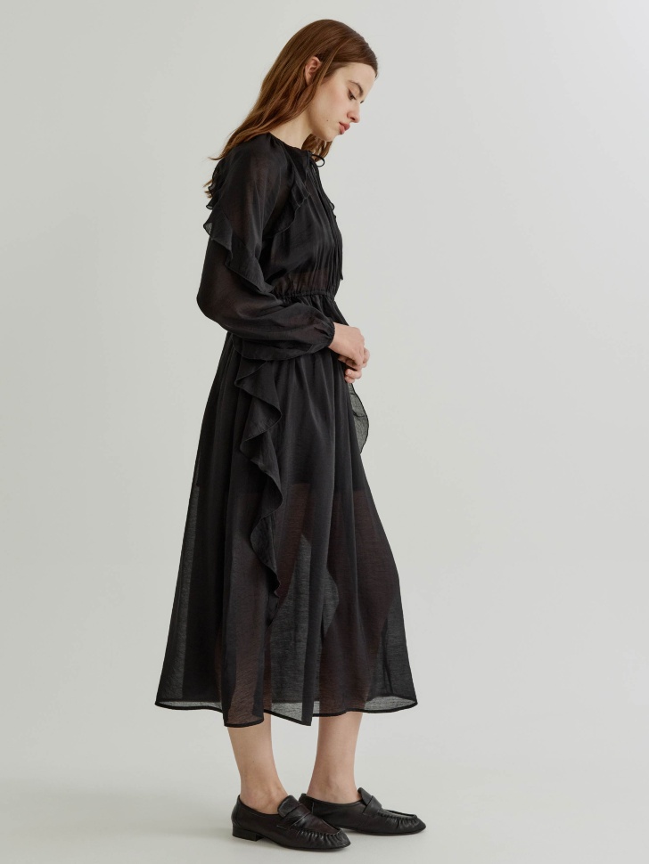 Платье SELA миди из смесовой вискозы с воланами, арт. 38722