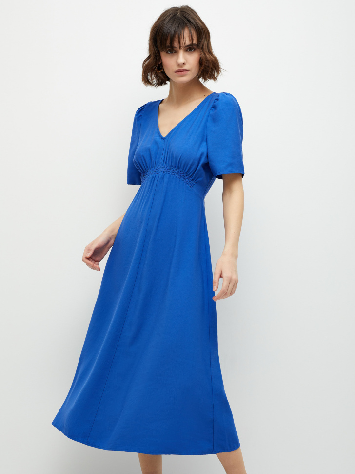 Вискозное платье миди (синий, S) от Sela