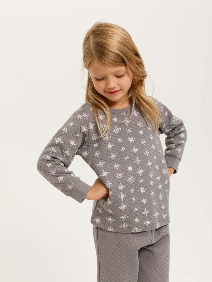 комплект пижамный для девочек (серый, 116-122 (6-7 YEARS)) sela 4603375099189 - фото 2