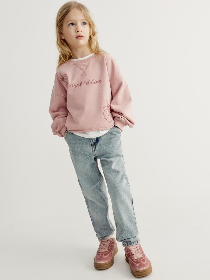 

Джинсы мом на резинке для девочек, SL6803041404