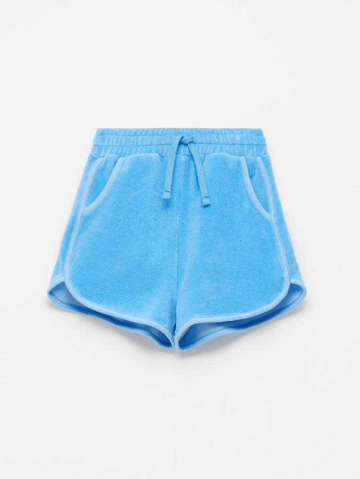 Махровые шорты для девочек (синий, 128)