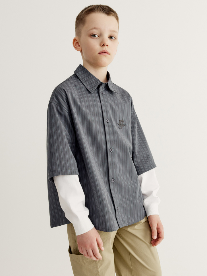 Рубашка Sela многослойного дизайна, серый, арт. 43410