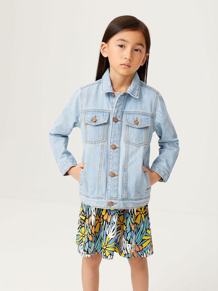 Джинсовая куртка для девочек (голубой, 110/ 5-6 YEARS) sela 4603375567190 - фото 3