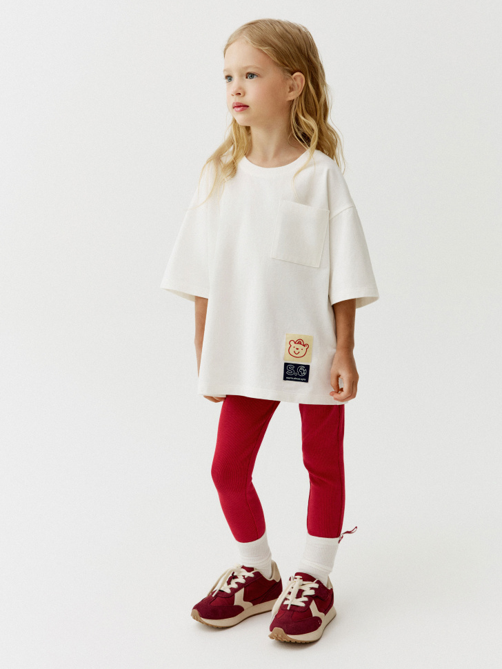 Футболка оверсайз Sela для девочек, белый, арт. 54321